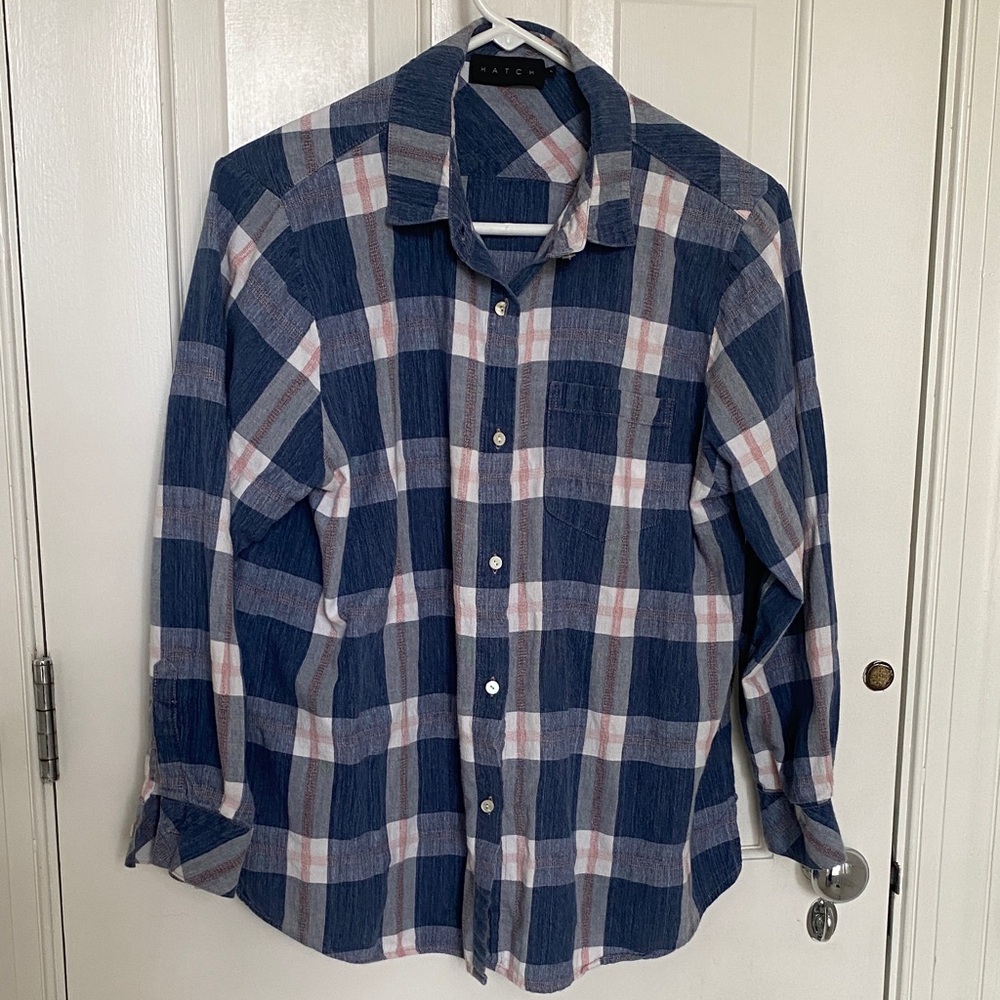 Hatch Blue and White Plaid Shirt